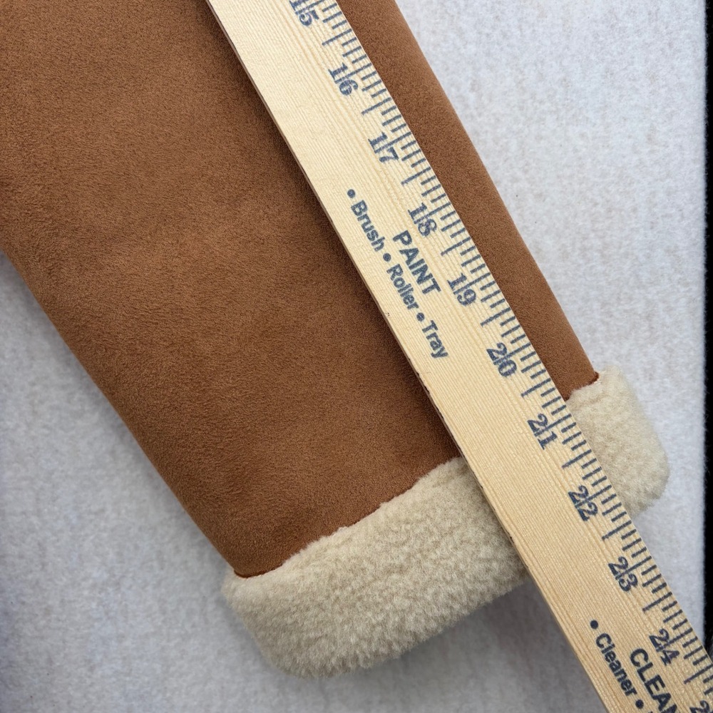 Zara Faux Suede Shearling Coat Tan Brown Button Front Jacket XS 6318/257/751 - Picture 6 of 11